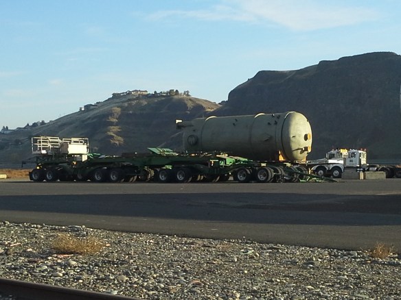 Unidentified module and Omega Morgan trailers and trucks at the Port of Wilma 10-20-13 (Wild Idaho Rising Tide photo)