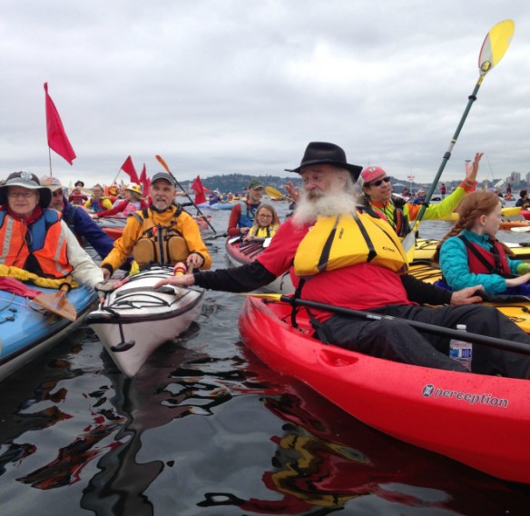Herb Goodwin & Seattle area kayaktivists (Katie Herzog photo)