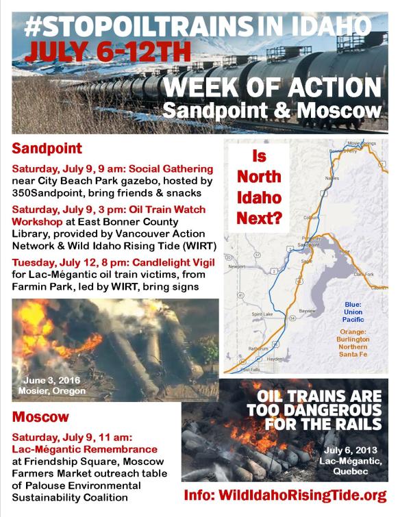 Stop Oil Trains in Idaho Week of Action Flyer