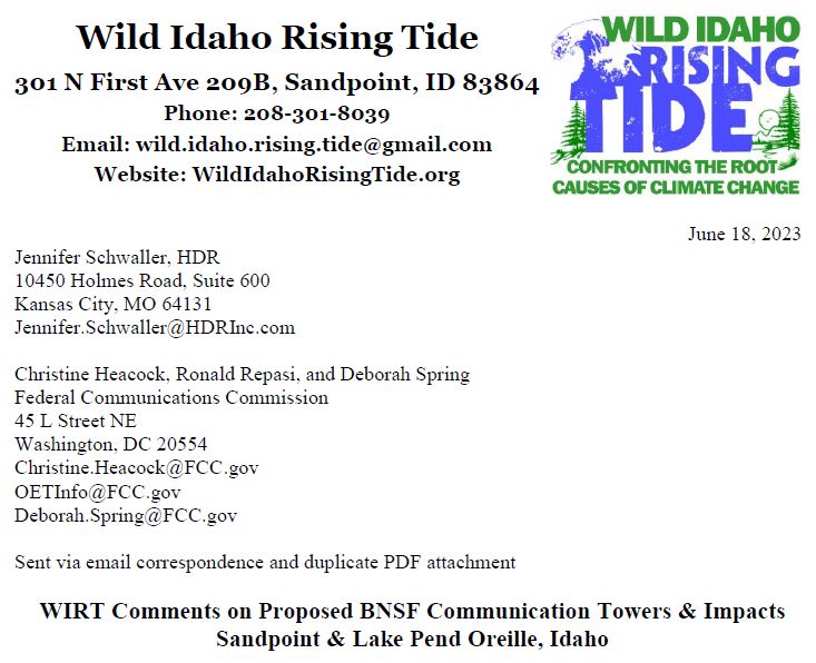 WIRT Comments on BNSF Communication Towers